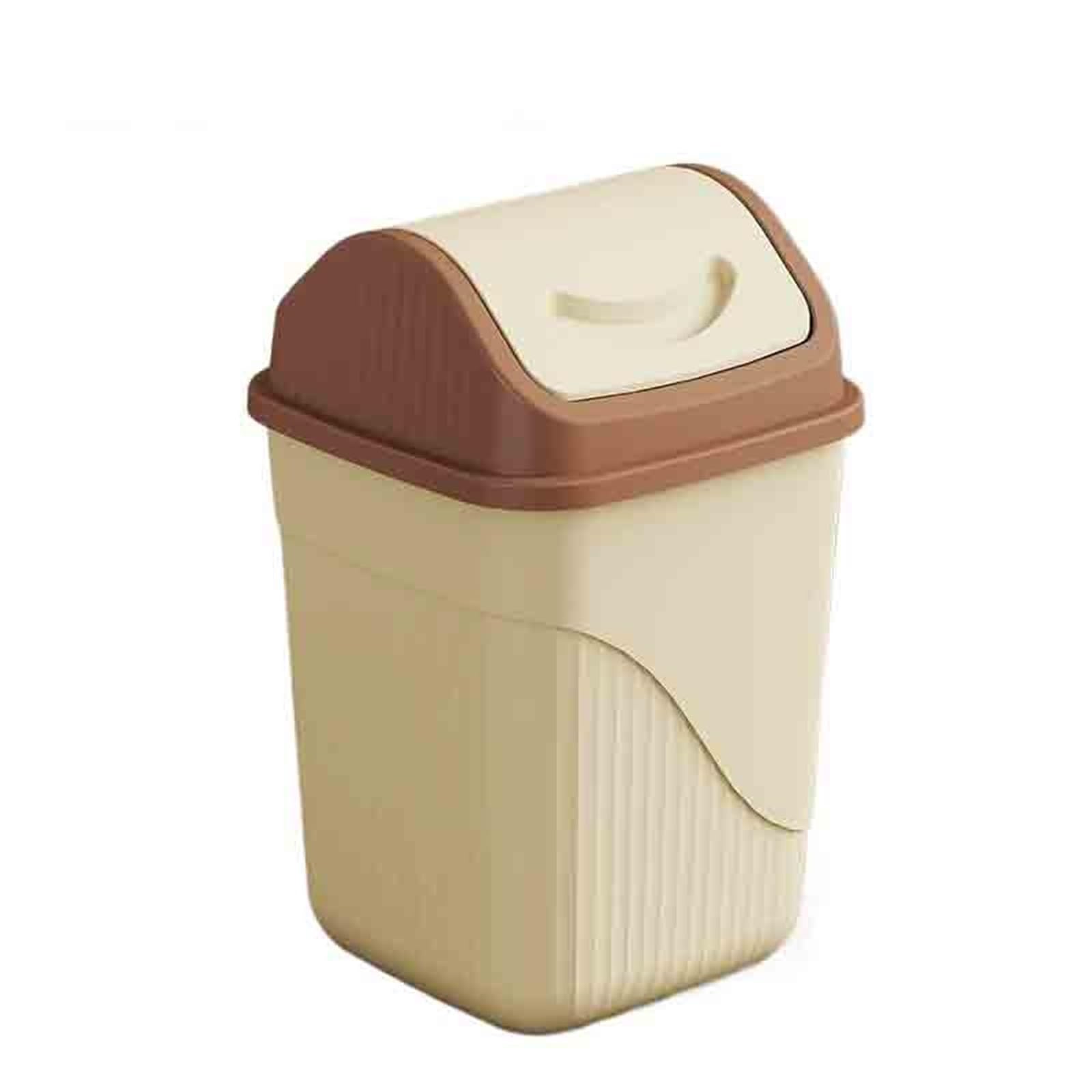 Waste Bins Garbage Bin With Lid Household Toilet Bathroom Kitchen Living Room Large Size Capacity(Beige,Medium)