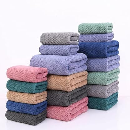Cotton Market Handtücher und Badetuch Set - Mikrofaser Badehandtuch Groß - Duschtuch 70x140 und Duschhandtuch 35x75 cm - Bath Towel Set - Hellgrau – Bild 6