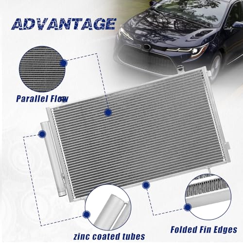 Image of Air Conditioning A /C Condenser Compatible with Toyota Corolla Matrix 2003-2004 L4 1.8L # 3085, 7013085, 4770563, TO3030184, 8845002170