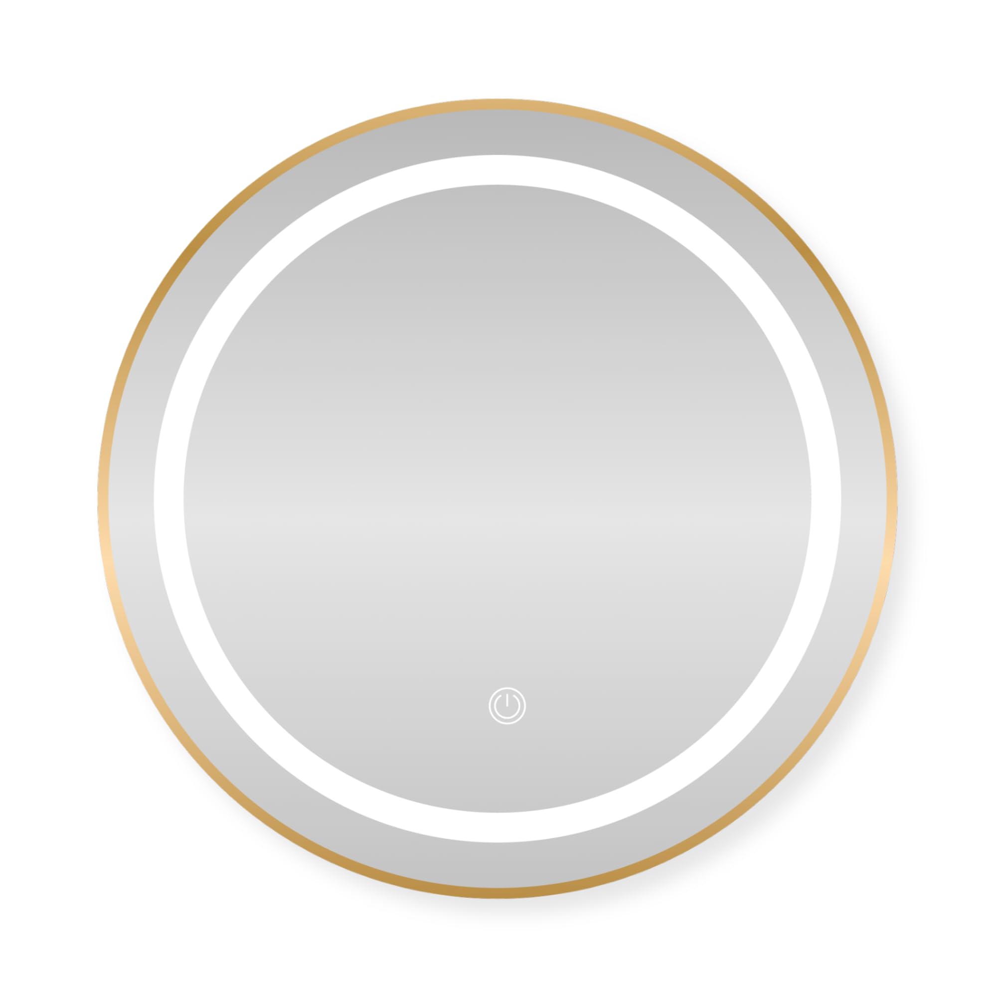 SensaHome Miroir de Salle de Bain Rond à LED – Miroir Mural avec Éclairage Réglable – Cadre en Métal – 2700K/4500K/6400K – 70 cm – Doré