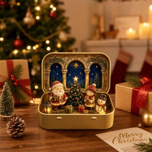Christmas Mini Figurines Set in A Tin Box Tabletop Christmas Ornament - image 4