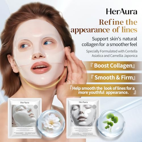 Image of Collagen Face Mask Skin Care 5-Pack Camellia Sinensis and Prebiotic Gel Masks - Nourishing and Revitalizing for Glass Skin, Hydrating and Calming Radiance, 30g Each