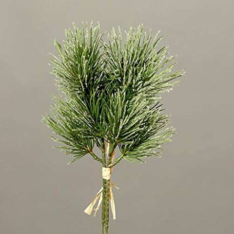 Seidenblumen Roß 2 Stück Kiefernzweig geeist 30cm DP künstlicher Tannenzweig künstliche Kiefer Kunststoff Spritzguss Cover