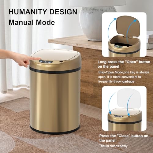 Caneca de Basura Sensor Automático Acero Inoxidable 3.5 Gal miniatura 5