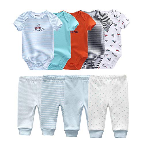 Image of Baby Layette Set Baby Boys' 9-Piece Bodysuits Pants Set Toddler Girl Boy Unisex Baby Gift Sets