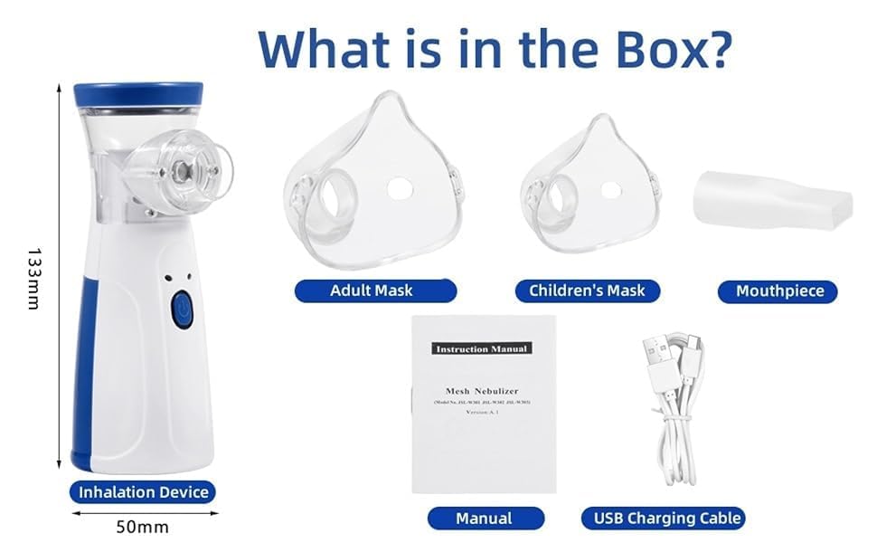 Image of COHAL Rechargeable Portable Nebulizer for Baby and Adults | Mini Vaporizers Handheld Atomizers With Respiratory Mask for Home Travel use | Ultrasonic Mesh Inhalators Humidifier with Long Battery Life Quick Relief Effective for Asthma, Cough, Sinus & Allergy Relief at Home