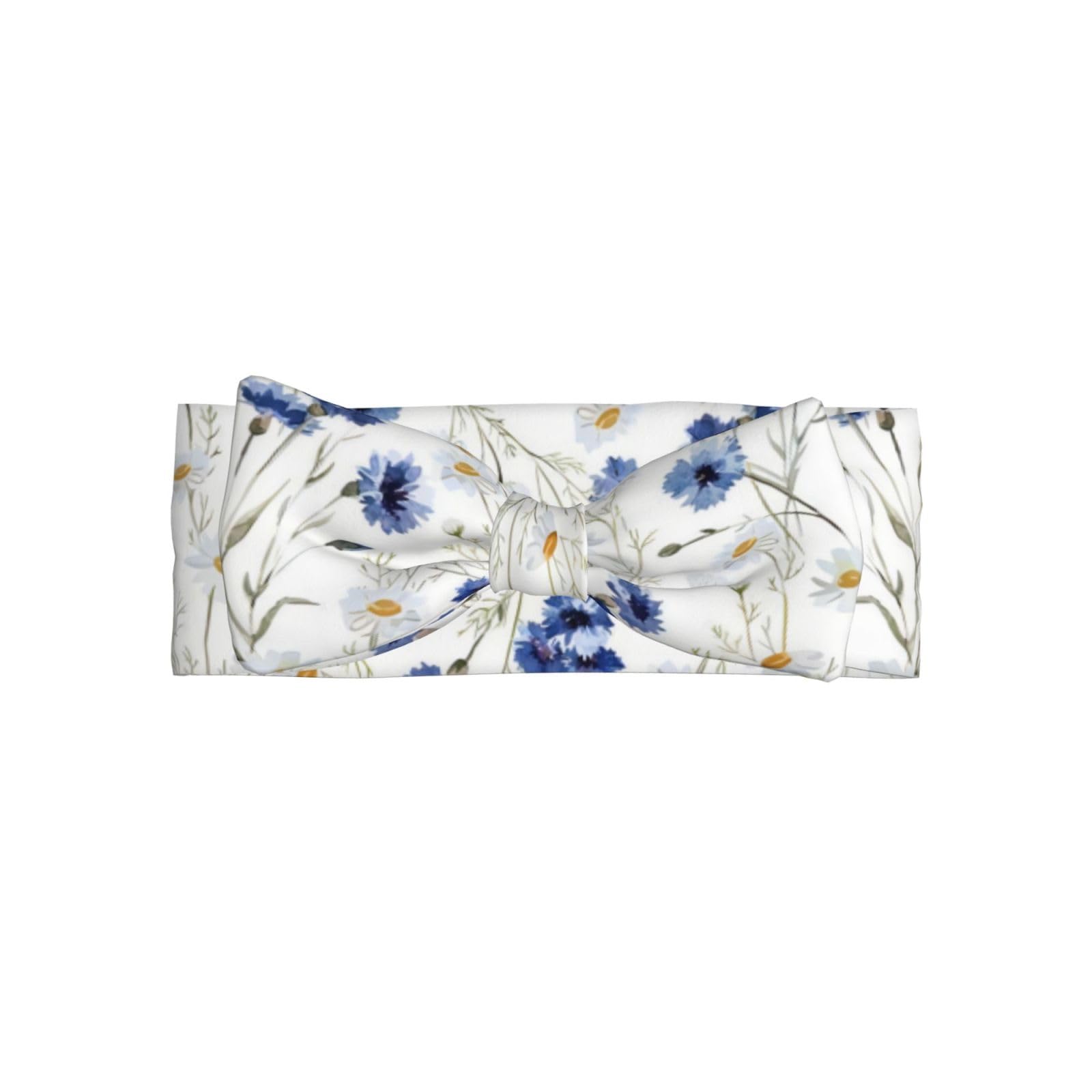 Delicate Hand Drawn Flower Print Baby Bow Headband â€“ Headband for Newborns & Infants with Full Moon Gift Appeal
