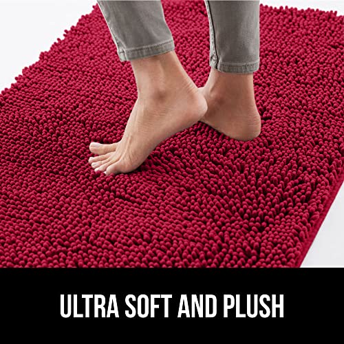 Image of Gorilla Grip Original Indoor Durable Chenille Doormat, 30x20, Absorbent Washable Inside Mats, Low-Profile Rug Doormats for Entry, Mud Room Mat, Back Door, High Traffic Areas, Ruby Red