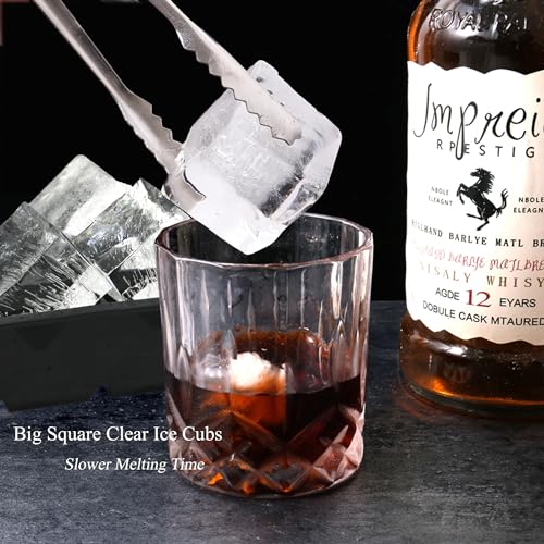 Image of Bangp Crystal Clear Ice Cube Maker with Reusable Ice Storage Bag | Clear Ice Cube Mold with Lid Makes 8 Large 2 inch Square Pure Ice Cubes for Whiskey,Cocktails & Drinks,Whiskey Gifts for Men