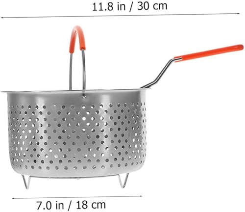 Miniatura 7 de Cesta de fritura de acero inoxidable colador de alimentos fritos colador de fideos con asa cesta de espagueti cesta de metal freír contenedores de