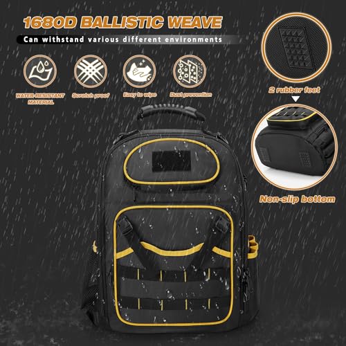 Image of Marscamd Tool Backpack with a Tool Pouch, Heavy Duty Tool Bag, Black