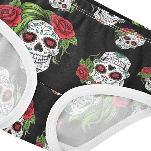 Cotton Toddler Underwear Floral White Skulls Floral Red Black Girl Panties Cute Personalized Briefs Undies Kids 2t4