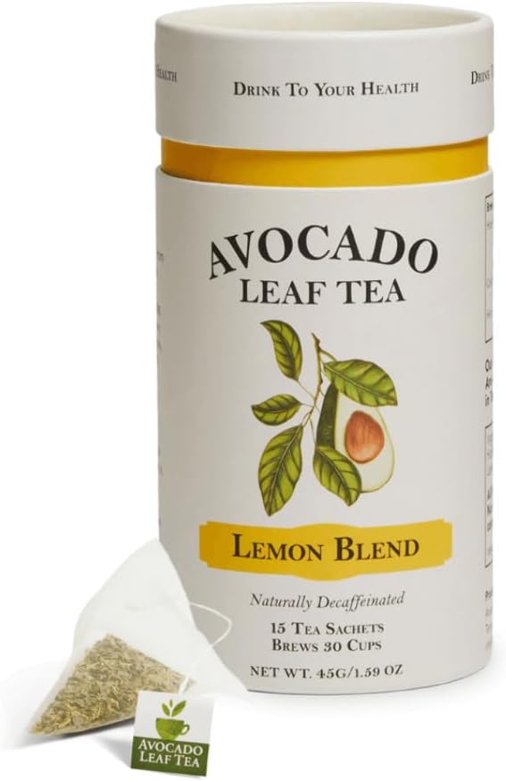 Avocado Leaf Lemon Tea Blend – Caffeine-Free | Healthy Herbal Tea | Immune Booster | Cold Brew or Hot Tea | 15 Tea Bags -30 Servings (Non-GMO)