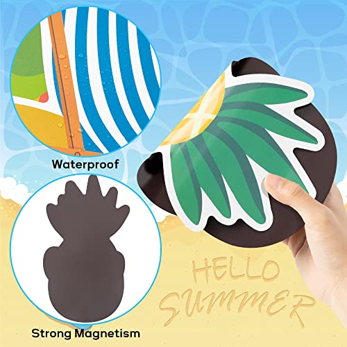 Japbor 4Pcs Cruise Door Magnets Decorations Magnetic, Refrigerator Car Cabin Ship Magnet, Tropical Beach Summer Hawaii Decal, Flamingo Pineapple Surfboard Fridge Sticker For Home Kitchen Cabinet Decor #TOP2