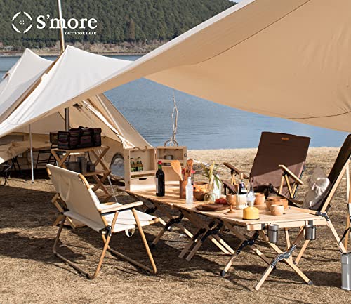 Smore-Folding-Picnic-Table-Portable-Camping-Table-with-Carry-Bag-Wood-Outdoor-Table-for-Picnic-Camping-Travel-Party-Beach-Garden-Patio-gailgating-BBQEasy-to-Assembly-S-Size-60cm