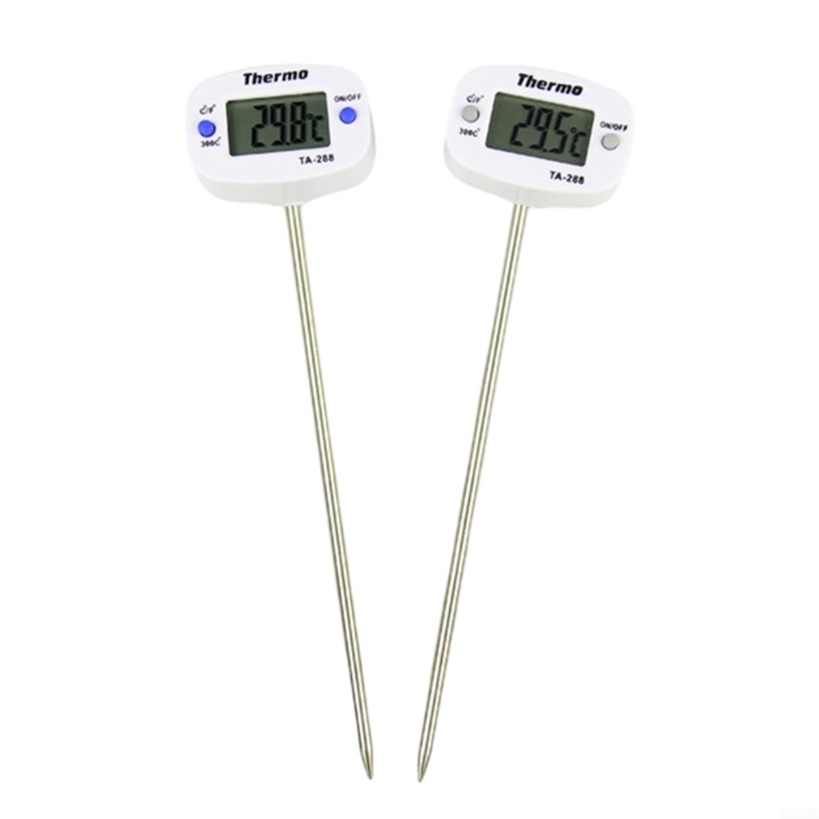 Read Cooking Thermometer Set of 2, Meat Thermometer with 15cm for Stainless Steel Probe, for Compact ABS Body BBQ Grilling Baking Kitchen White
