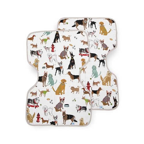Image of Little Unicorn Ultra-Absorbent Premium Burp Cloth 2 Pack | Soft on Baby's Skin | Larger Size | Ergonomic Design | Set of 2 (Woof)