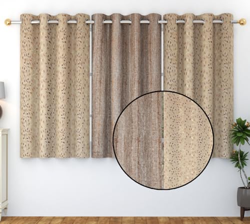 Image of FRESH FROM LOOM Window Floral Blackout Curtains 5 Feet Long,High Tenacity Yarn Polyester Grommet Weaved Premium Screens for Home Office,Prada for Living Room Bedroom,Hypoallergenic(Set of 3,Beige)