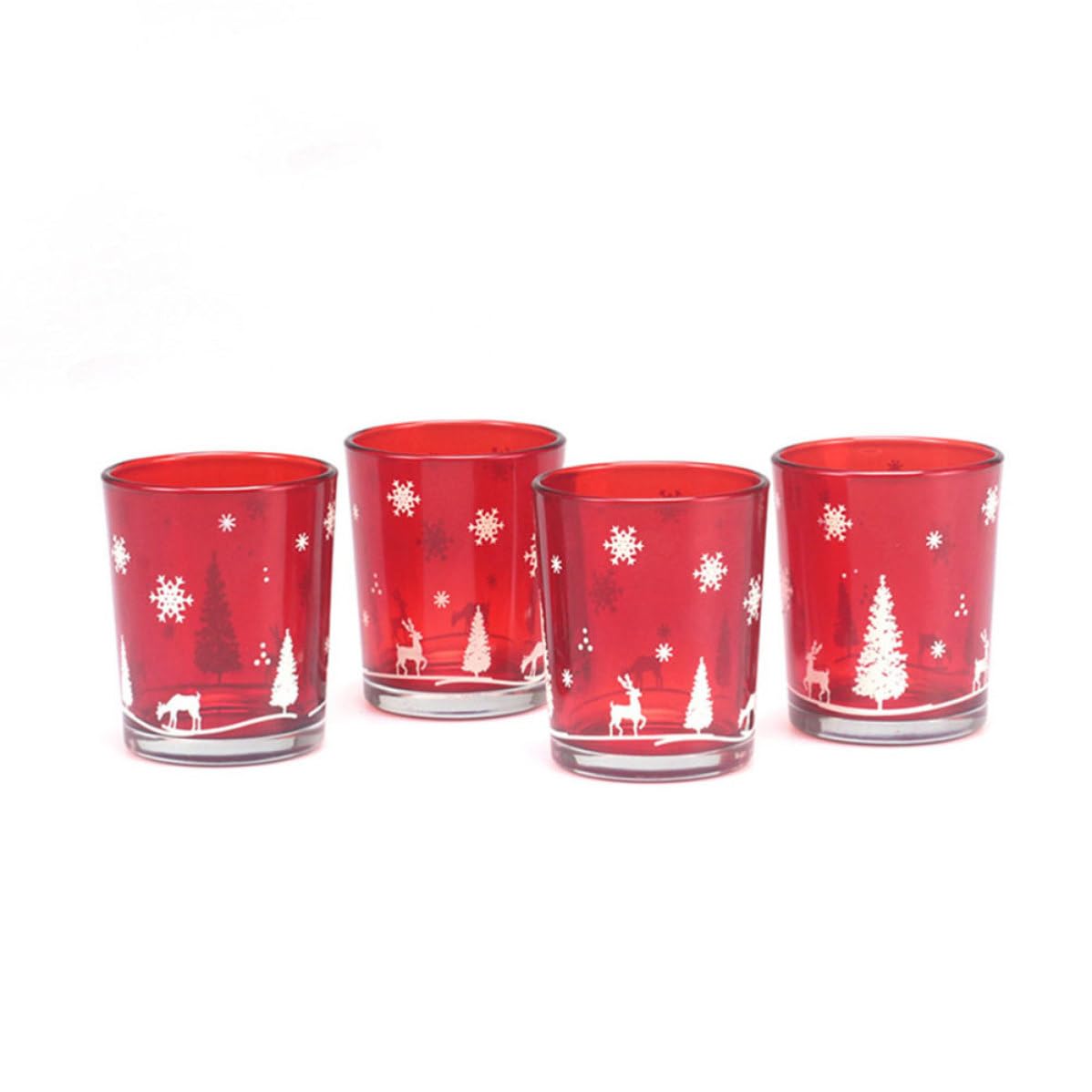 BESPORTBLE 10 Pezzi Portacandela Natalizio in Vetro Rosso, Tazza Decorativa