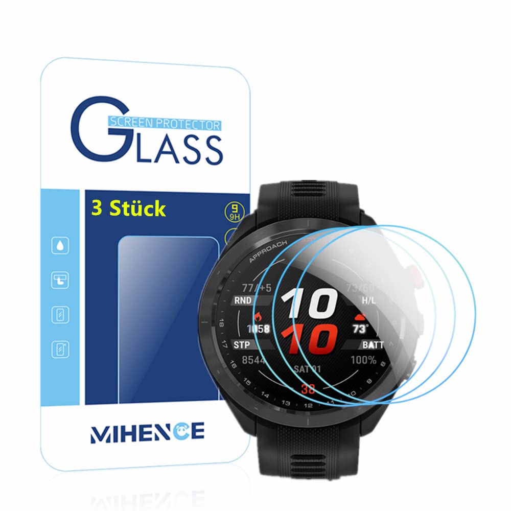 AWADUO Compatibile con Garmin Approach S70 47 mm, pellicola protettiva in vetro temperato da 0,33 mm, realizzata in vero vetro