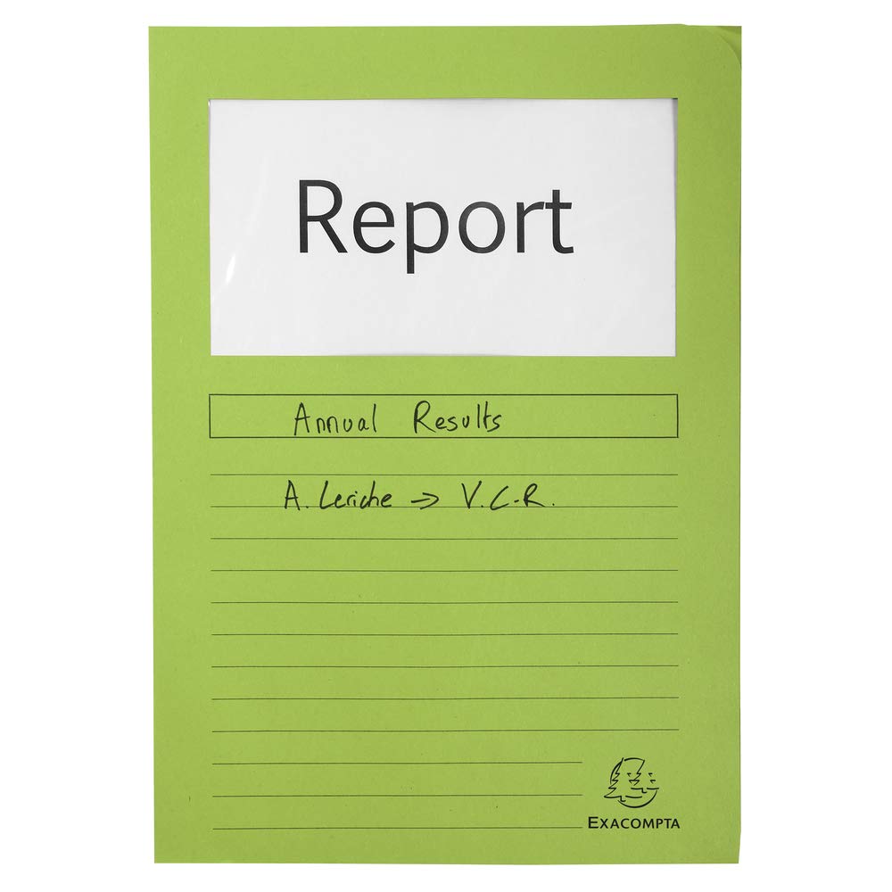 Exacompta - Réf. 50100E - Paquet de 100 chemises à fenêtre sans plastique Forever® 120 g/m² - couleurs vives - 100% recyclées et certifiées Ange Bleu - dimensions 22x31cm pour A4-10 couleurs assorties