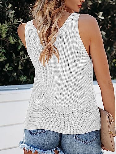 Tutorutor Womens Summer Sleeveless V Neck Sweater Vest Fall Knitted Loose Cami Tank Tops3