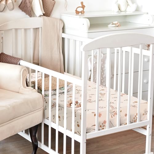 Image of Peryiter 4 Pack Crib Sheets for Baby Brown Silly Goose Soft Baby Bed Sheet Set 52'' x 28 inch Nursery Crib Sheets for Standard Bed Toddler Mattress Nursery Decor Boys Girls Kids