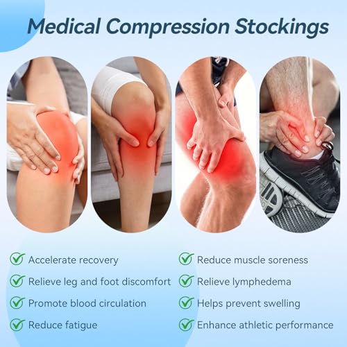 Image of 20-30 mmHg Compression Stockings for Women & Men, Graduated Compression Thigh High Compression Socks for Varicose Veins, Medical Support Hose for Pregnant, Teacher, Doctor