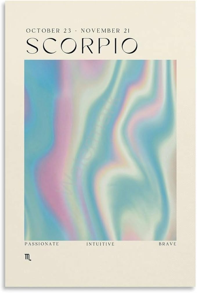Scorpio Aura Astrology Zodiac Wall Art Poster Canvas Painting Wall Art Poster for Bedroom Living Room Decor 08x12inch(20x30cm)