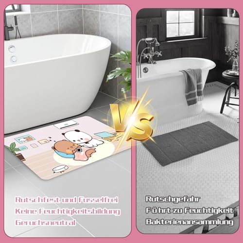 Aurelx Niedlicher Bubu Dudu Badematte, Rutschfester Badezimmerteppich aus Kieselgur, Schnelltrocknende Vorleger Badteppich für Dusche, Badewannen & Badezimmer (Bunt, 40 x 60CM)