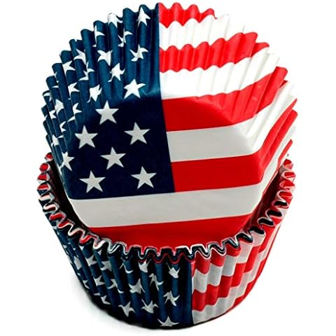 Chef Craft 50 Count Cupcake Liners, American Flag Cover