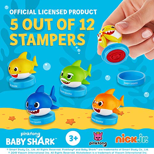 Baby Shark Toy Stampers Set Of 5 – Self-Inking Baby Shark Toys, Action Figures, Party Decor, Birthday Party Supplies, Cake Toppers – Parent, Baby, Grandparent Sharks And William - Party Decor (B) #TOP1