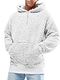 Runcati Mens Fuzzy Sherpa Pullover Hoodie Sweatshirts Fleece Long Sleeve 1/4 Zip Front Pocket Fall Outwear Winter Hooded