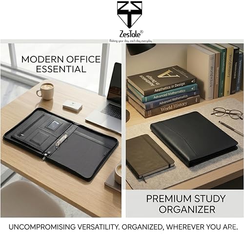 Image of ZesTale Professional Leatherette Material 2 Ring File Folders, Conference Folder| Certificate Document Folder | Certificates Folder | Leather folders for documents | Folders with 15 Leafs(200 Micron)