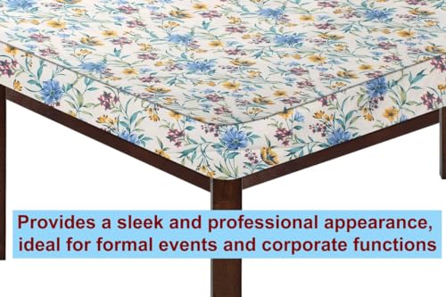 Image of The Furnishing Tree Elastic Cotton Rectangular Dining Table Cover 36x48 in Inches Floral Golden Leaf on offwhite Base