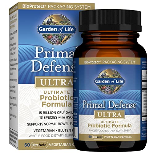 Image of Garden of Life Probiotics for Digestive Health and Gut Health Balance, Primal Defense Ultra Ultimate Formula, 15 Billion CFU and 13 Strains Plus HSOs, Vegetarian and Gluten Free, 60 Capsules