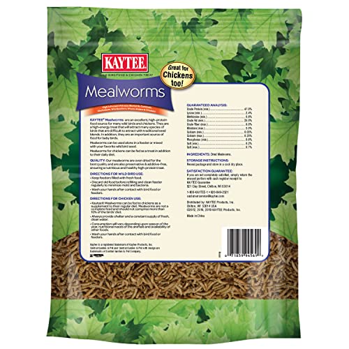 Kaytee Wild Bird Food Mealworms For Bluebirds, Wrens, Robins, Chickadees, Woodpeckers, Cardinals & Chickens, 17.6 Ounce #TOP1
