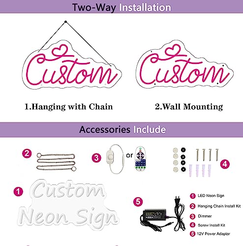 Image of Custom Neon Signs Personalised Large Led Neon Lights Sign Customizable Light up Name Sign for Wall Decor Bedroom Wedding Birthday Party Business Bar Shop Logo Lights