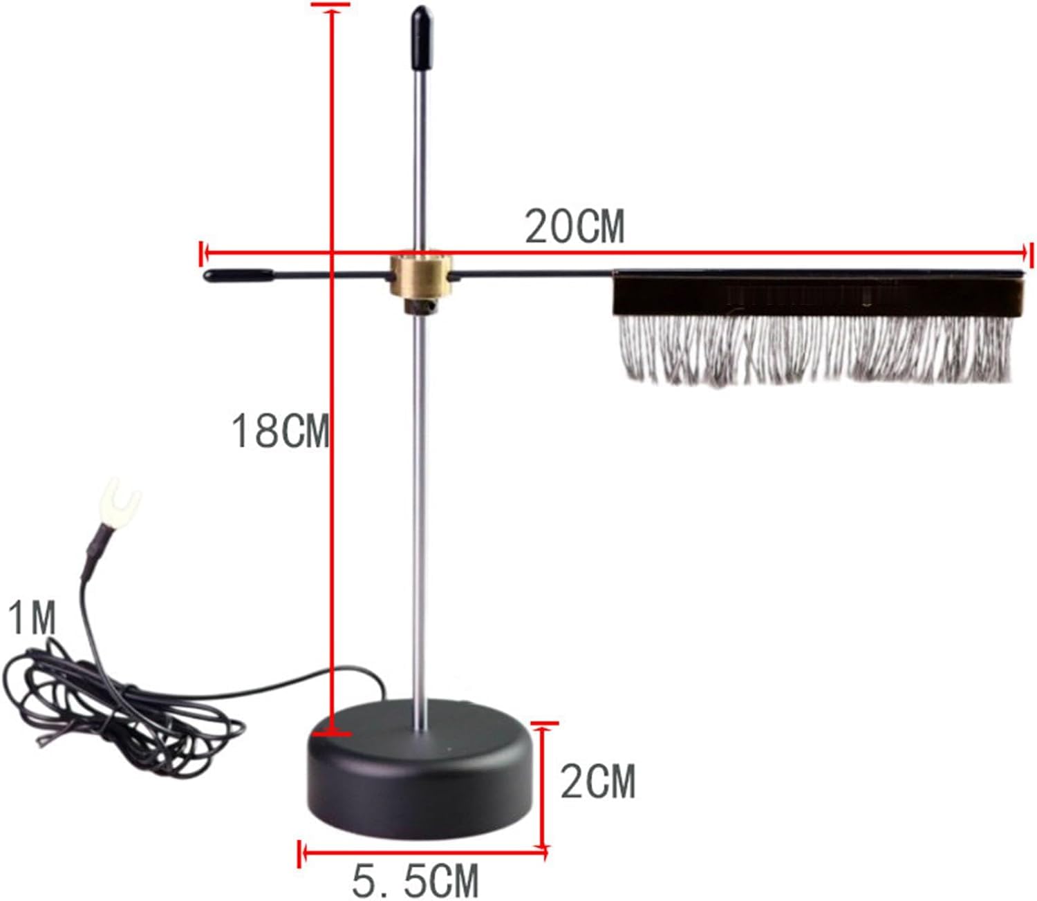 Braccio Professionale per La Pulizia dei Dischi in Vinile, Spazzola Antistatica per Giradischi Hi-Fi, Braccio per La Pulizia Senza Contatto con Filo di Messa A Terra, Altezza Regolabile