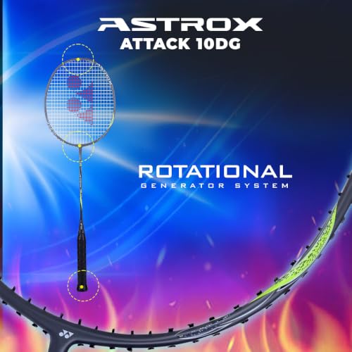 Image of Yonex Astrox Attack 10DG Ultra Strong| Made with Japanese Graphite|Strung Badminton Racquet with Full Cover (80 Grams - 32 Lbs, Black)