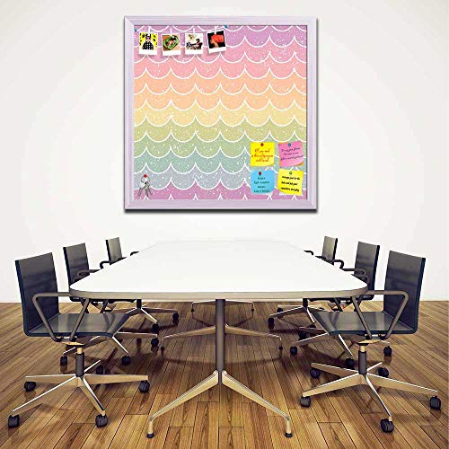 Image of ArtzFolio Wavey | Bulletin Board Notice Pin Board | Vision Soft Board Combo with Thumb Push Pins & Sticky Notes | White Frame | 20 x 20 inch (51 x 51 cms)