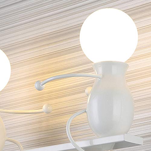Lámpara de pared diseño humanoide creativo moderno de hierro blanco aplique interior base E27 4