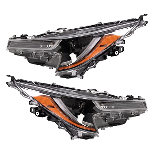 Image of TRQ 2 Piece Headlight Assembly Set Driver & Passenger Side Compatible with Toyota Corolla L LE 2020-2022 North American Built TO2502286 TO2503286 8111002S30 8115002S30