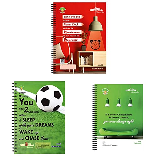 Image of amblitz Spiral Notebook, A4-500 Pages, Unruled & Spiral Notebook, A4-500 Pages, Unruled, Pack of 2 & MEGA Spiral Notebook, 600 Pages, Single Line Ruled- 22 * 28.5cm