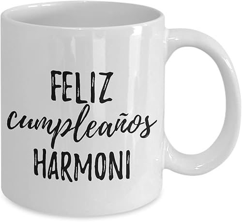 Miniatura 2 de Feliz Cumpleanos Harmoni Taza española de feliz cumpleaños con nombre personalizado, taza de café, té, 11 onzas