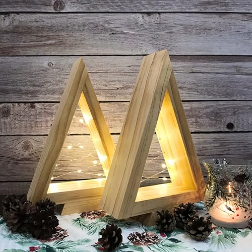 Set of 2 Handmade Rustic Farmhouse Christmas Trees with