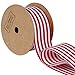 LaRibbons Red and White Striped Grosgrain Ribbon/Gift Wrap Ribbon, 1-1/2 Inch by 10 Yard/Spool