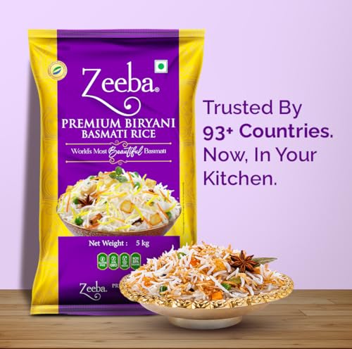 Image of Zeeba Premium Biryani Rice 5 Kg, Chef's Choice, Restaurant Style, Extra Long Grains (Cooked length upto 26mm*)