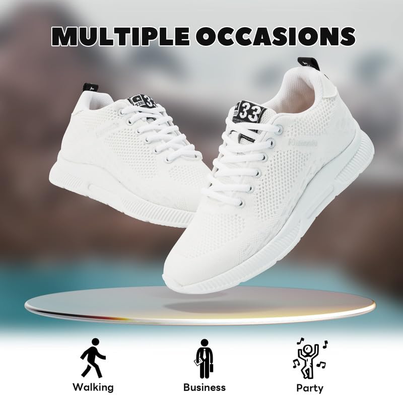 Image of Men's Invisible Height Increasing Elevator Shoes Lightweight Sport Shoes Height-Boosting Non-Slip Sneakers 2.4'' Taller