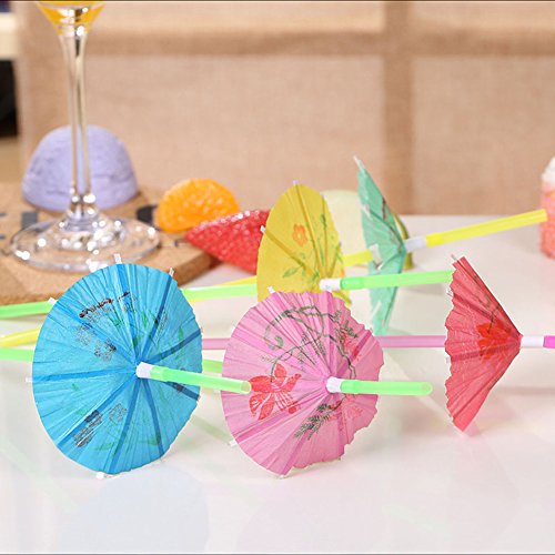 100 pitillos desechables con sombrilla colorida miniatura 6